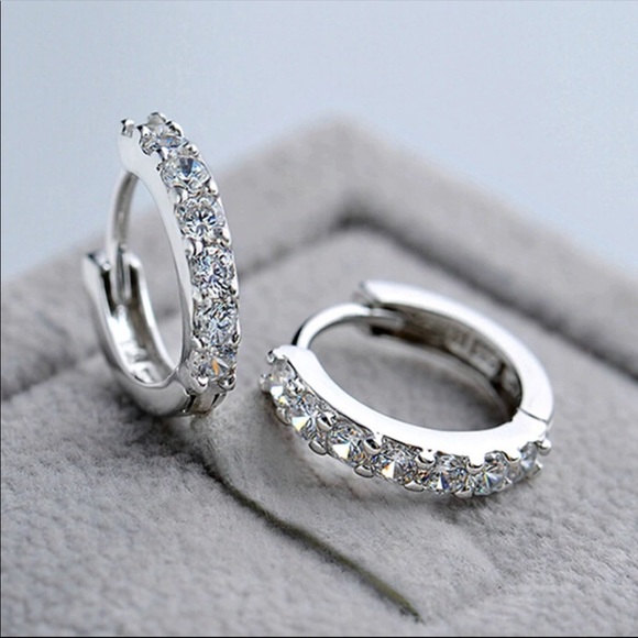 Jewelry - Sterling Silver 925 CZ Huggie Hoop Earrings